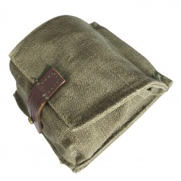 Grenade pouch (2 grenades capacity), brown lether, dark green
