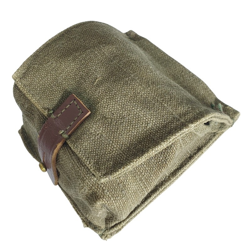 Grenade pouch (2 grenades capacity), brown lether, dark green