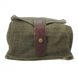 Grenade pouch (2 grenades capacity), brown lether, dark green