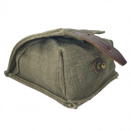 Grenade pouch (2 grenades capacity), brown lether, dark green