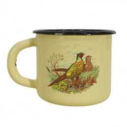 Enamelled mug, cream, with...