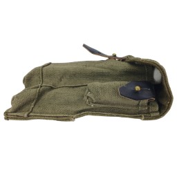AK magazine pouch (3 mags capacity), black leather, dark green