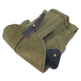 AK magazine pouch (3 mags capacity), black leather, dark green