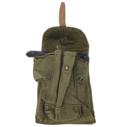 AK magazine pouch (3 mags capacity), black leather, dark green