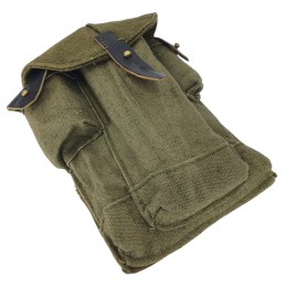 AK magazine pouch (3 mags capacity), black leather, dark green