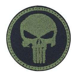 "Skull - round" - patch, green, with velcro