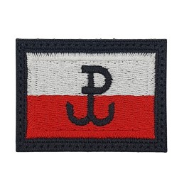 Polska flaga z oznaką "Polska Walcząca", haftowana, z rzepem