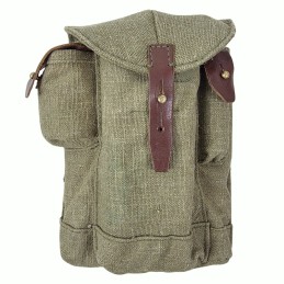 AK magazine pouch (3 mags capacity), brown leather, green