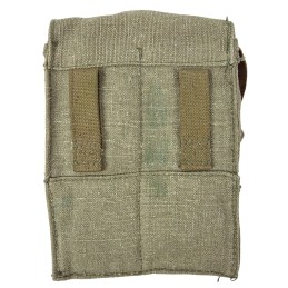 AK magazine pouch (3 mags capacity), brown leather, green