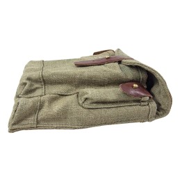 AK magazine pouch (3 mags capacity), brown leather, green