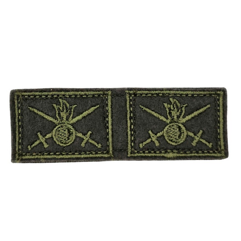 Collar tabs of Ground Forces, on velcro, field, embroided, set