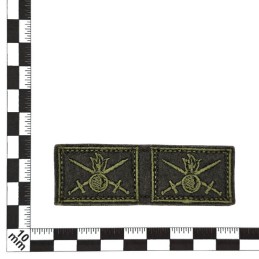 Collar tabs of Ground Forces, on velcro, field, embroided, set