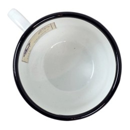 Enamelled mug, white, with wild rose